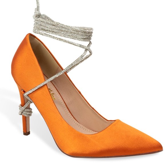 Women’s Rhinestone Lace Up Pointed Closed Toe Stiletto Heels - Picture 2 of 4